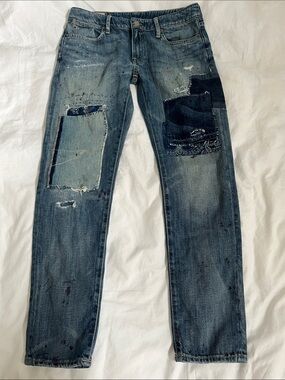 Polo Ralph Lauren Astor Boyfriend Slim Fit Patchwork Jeans paint splatter unique